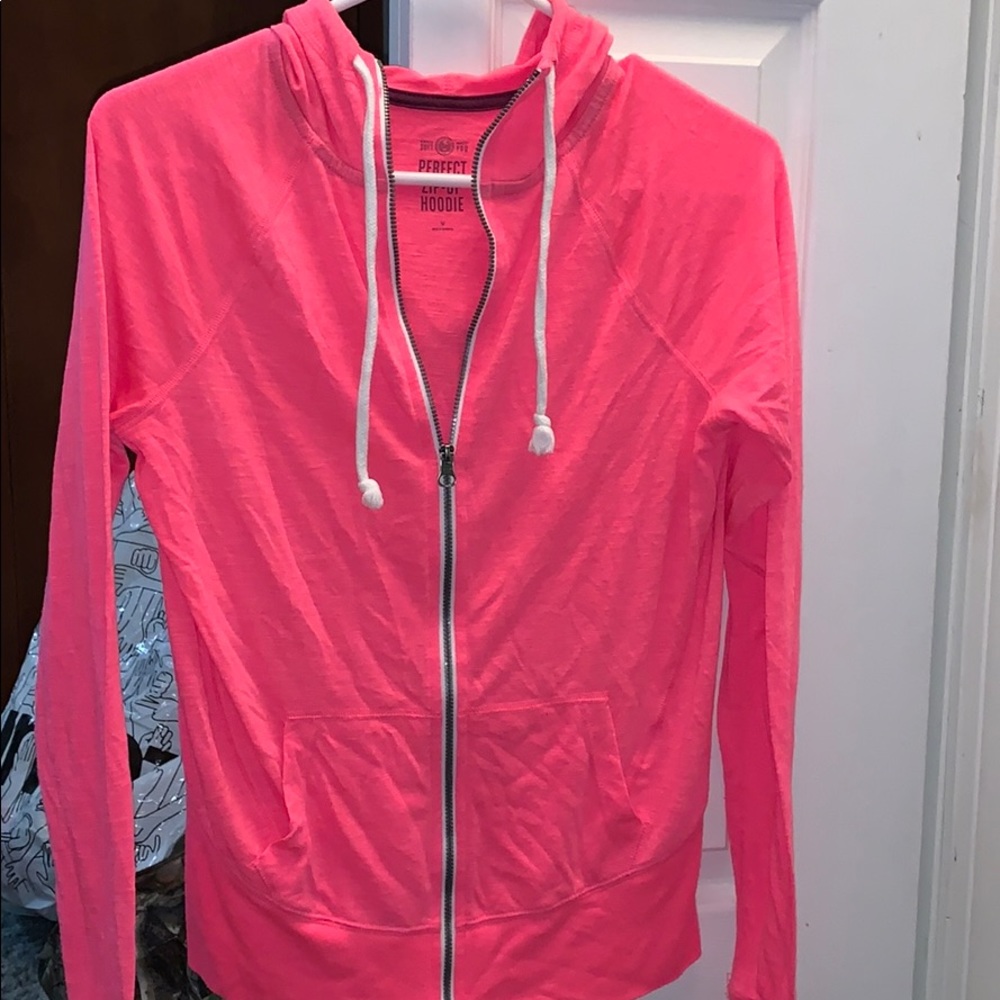 Thin hot pink zip up hoodie